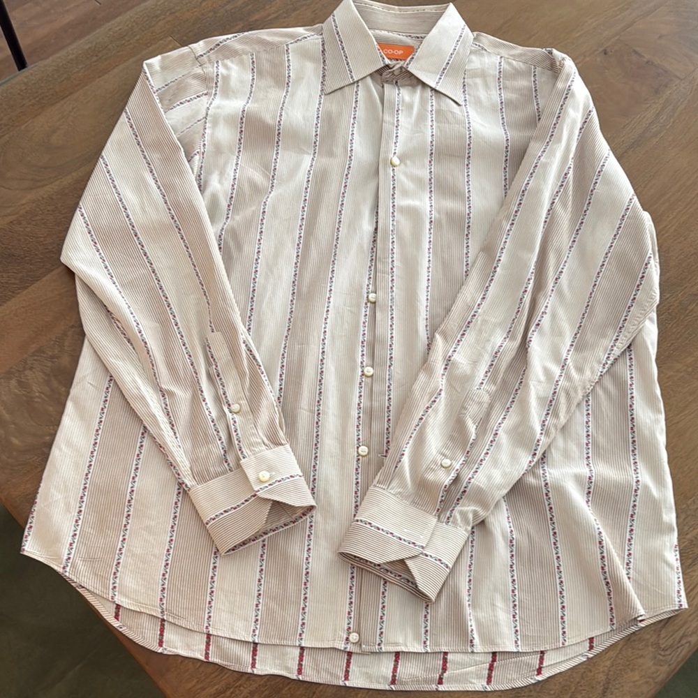 Barney’s CO-OP Men's Striped Beige Shirt